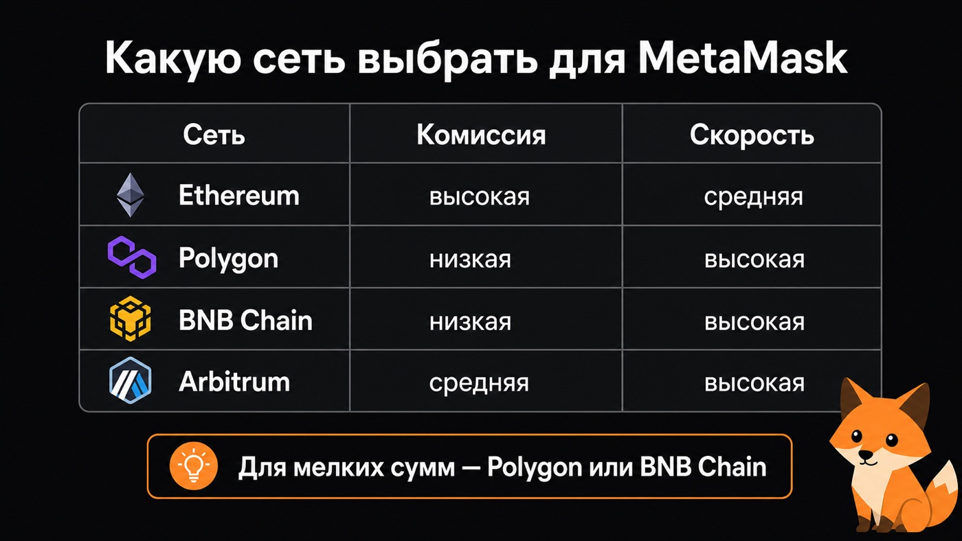 Какую сеть выбрать для MetaMask — сравнение комиссий