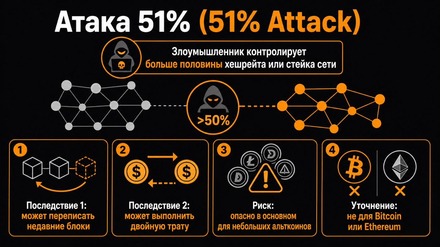 Атака 51% (51% Attack) — что это простыми словами: инфографика