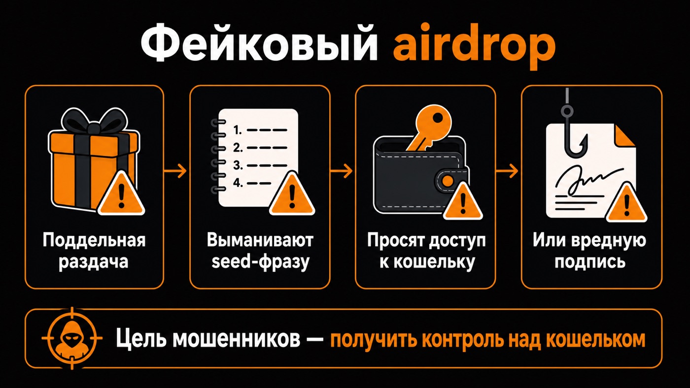 Фейковый airdrop — что это простыми словами: инфографика