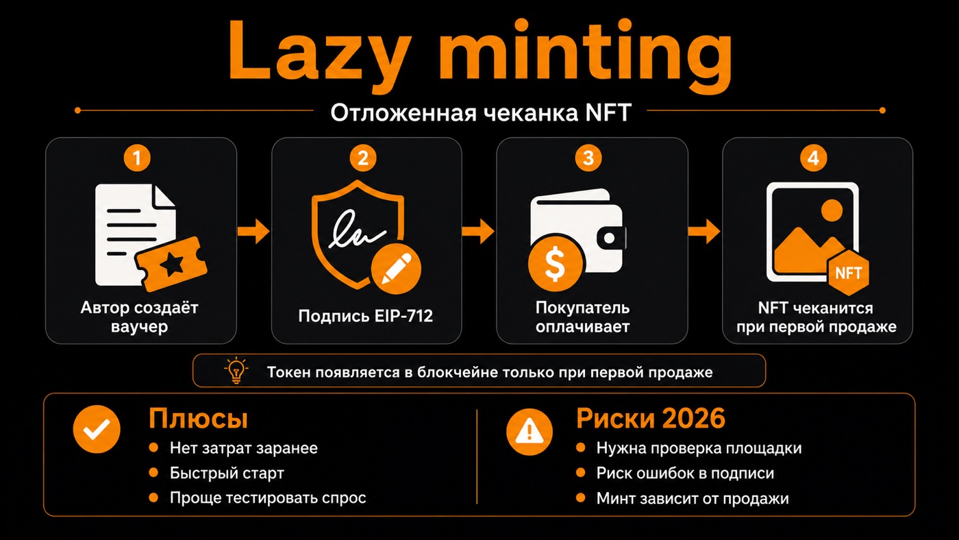 Lazy minting — что это простыми словами: инфографика