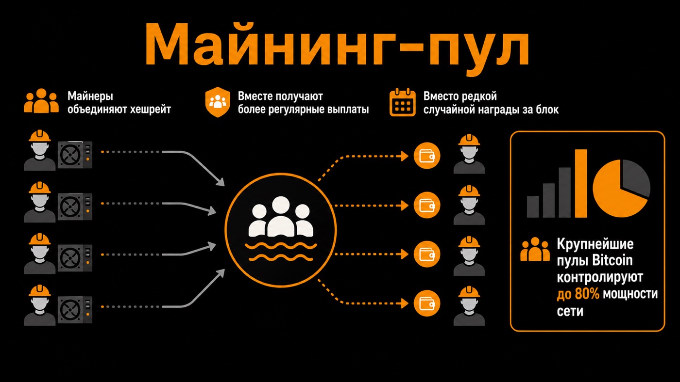 Майнинг-пул — что это простыми словами: инфографика