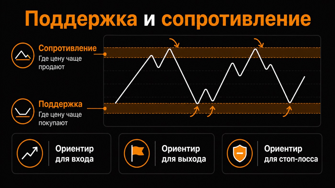 Поддержка и сопротивление — что это простыми словами: инфографика
