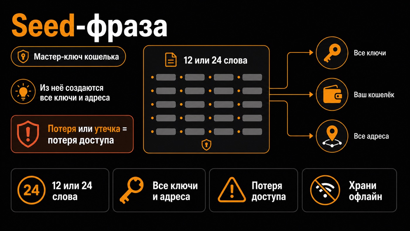 Seed-фраза — что это простыми словами: инфографика