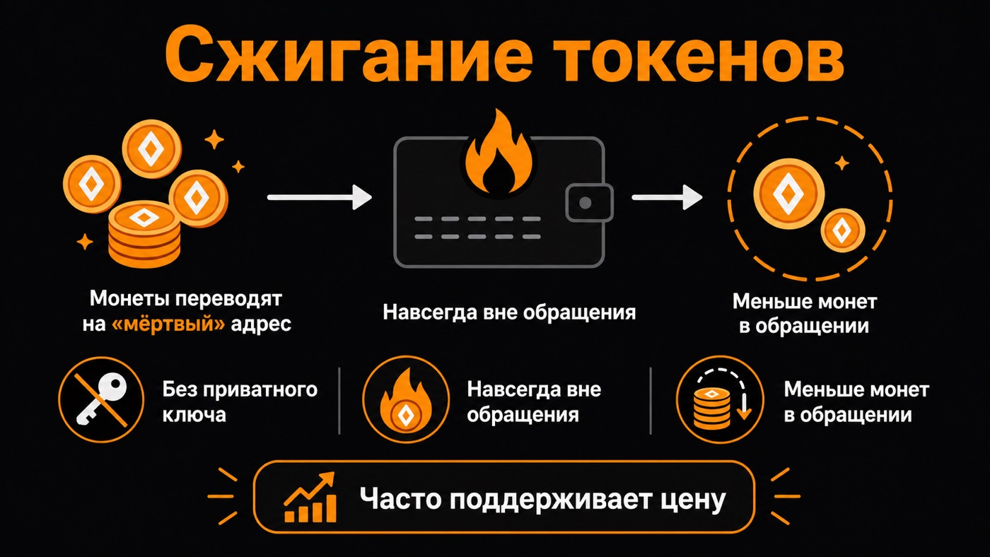 Сжигание токенов — что это простыми словами: инфографика