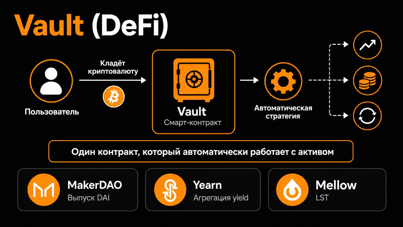 Vault (DeFi) — что это простыми словами: инфографика