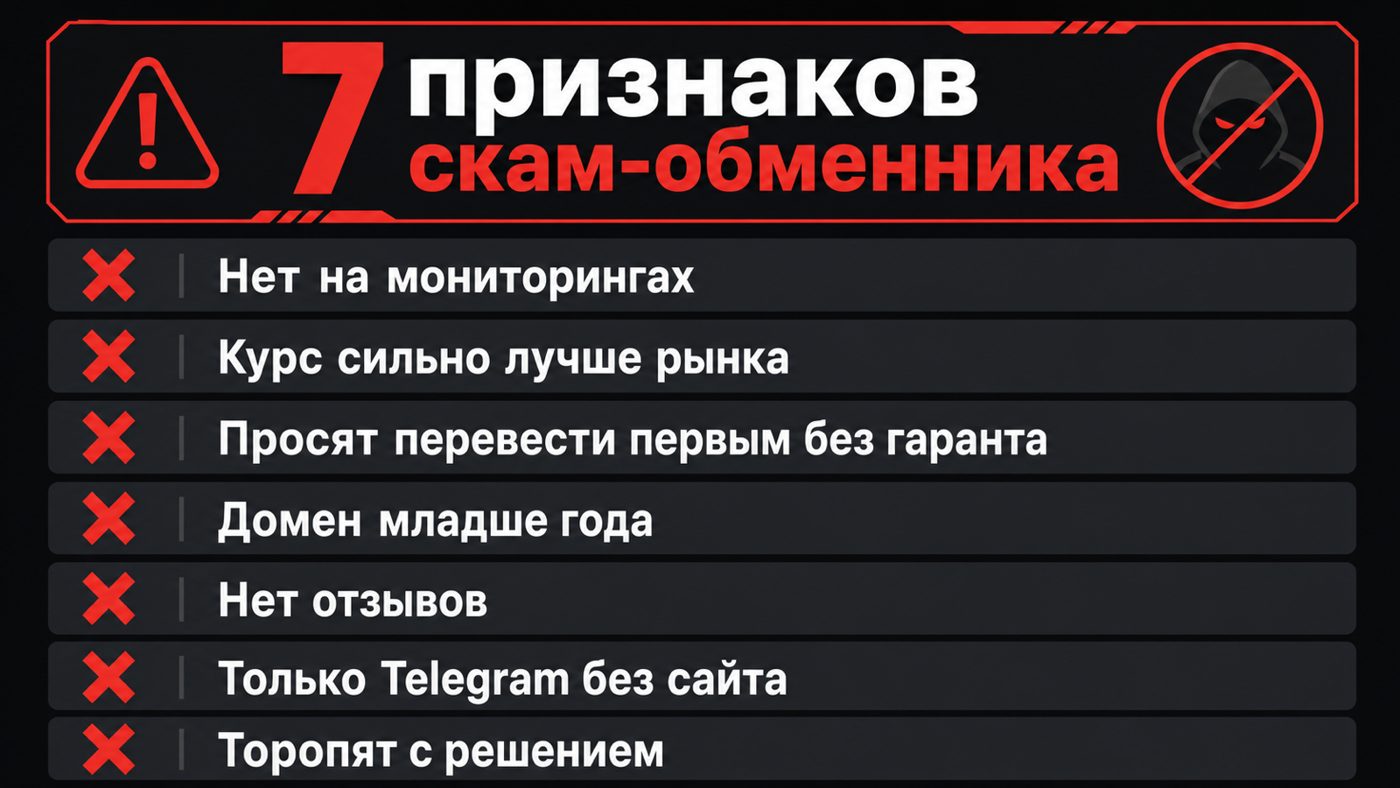 Признаки мошеннического обменника валют — инфографика