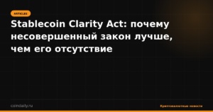 Stablecoin Clarity Act: почему несовершенный закон лучше, чем его отсутствие