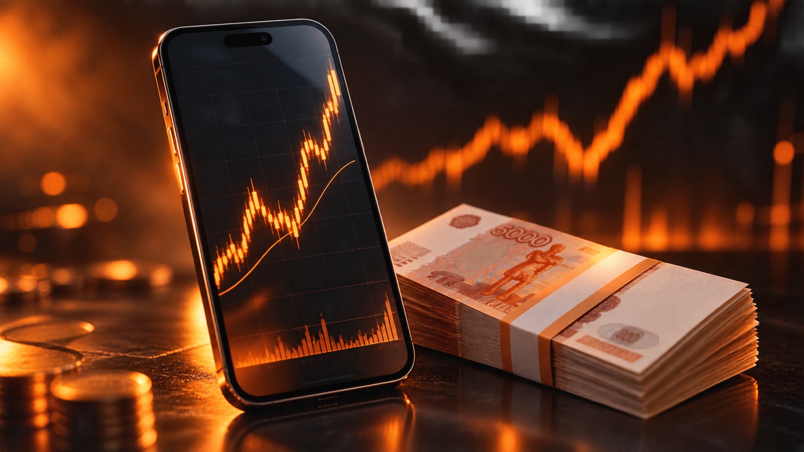 Котировка USDT к рублю на экране смартфона при подготовке обмена